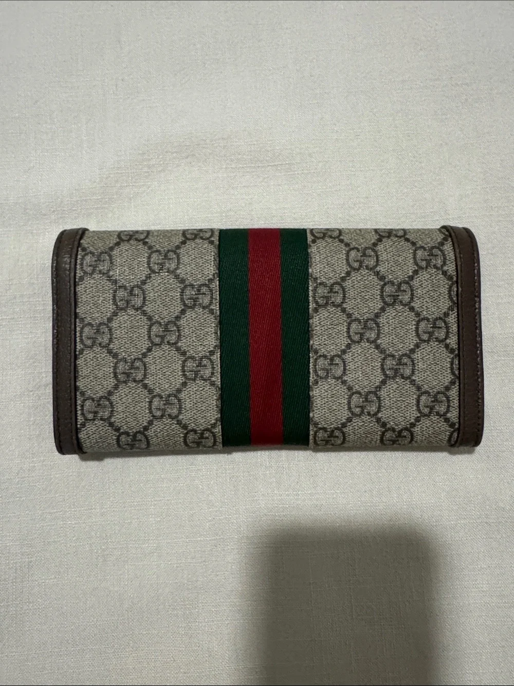 Gucci GG Supreme Wallet with Green and Red Web and Brown Trim - Picture 3 of 3